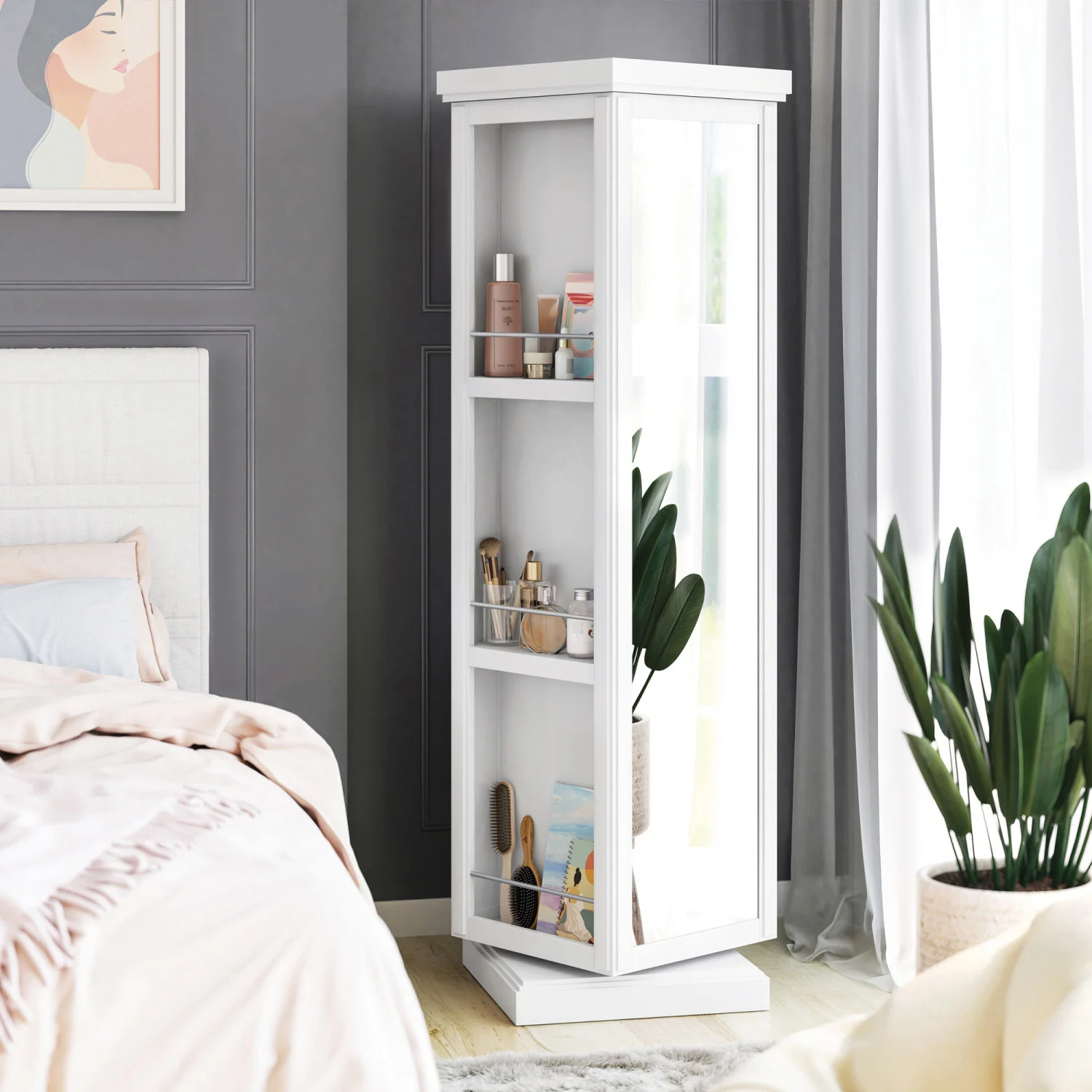 Tresanti Charlie rotating vanity with bookcase storage